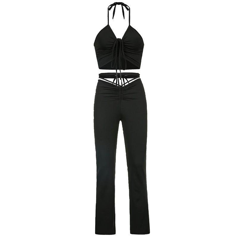 NO.3213 Cut-Out Halter Two-Piece Set