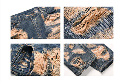 NO.6623 Retro Washed Straight Hole pants
