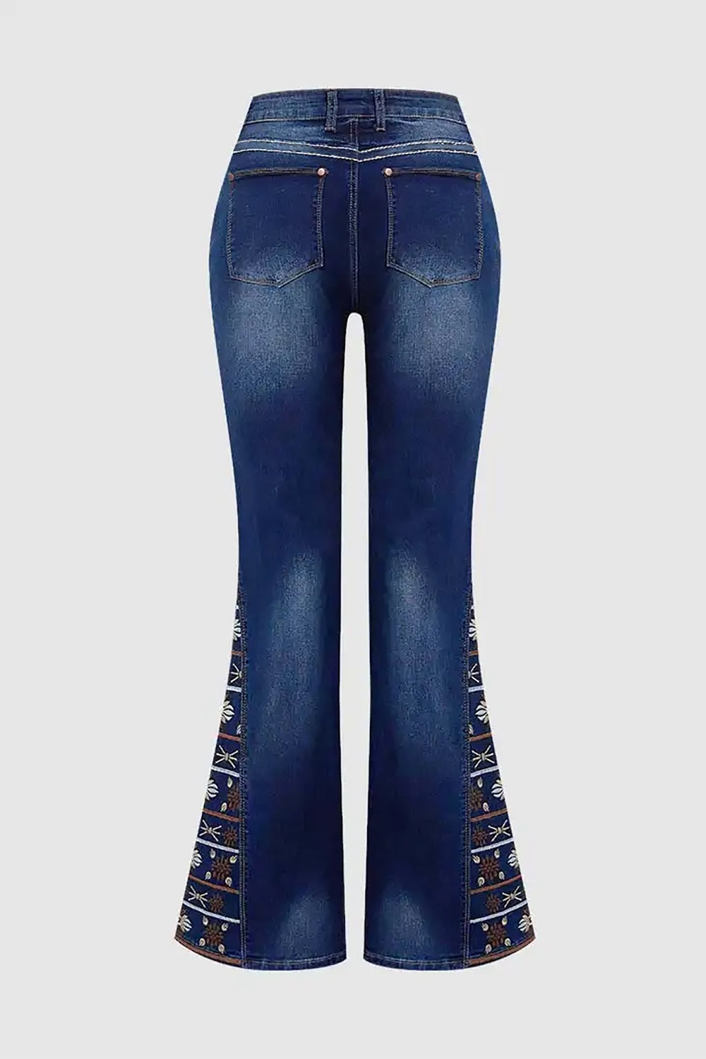 NO.4553 Embellished Hem Flare Jeans
