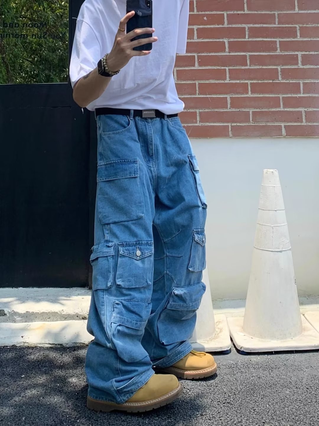 NO.6251 Blue Utility Cargo Jeans