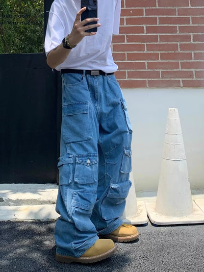NO.6251 Blue Utility Cargo Jeans