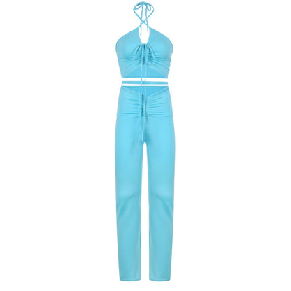 NO.3213 Cut-Out Halter Two-Piece Set
