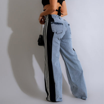 NO.6451 Colorblock Wide Leg Jeans