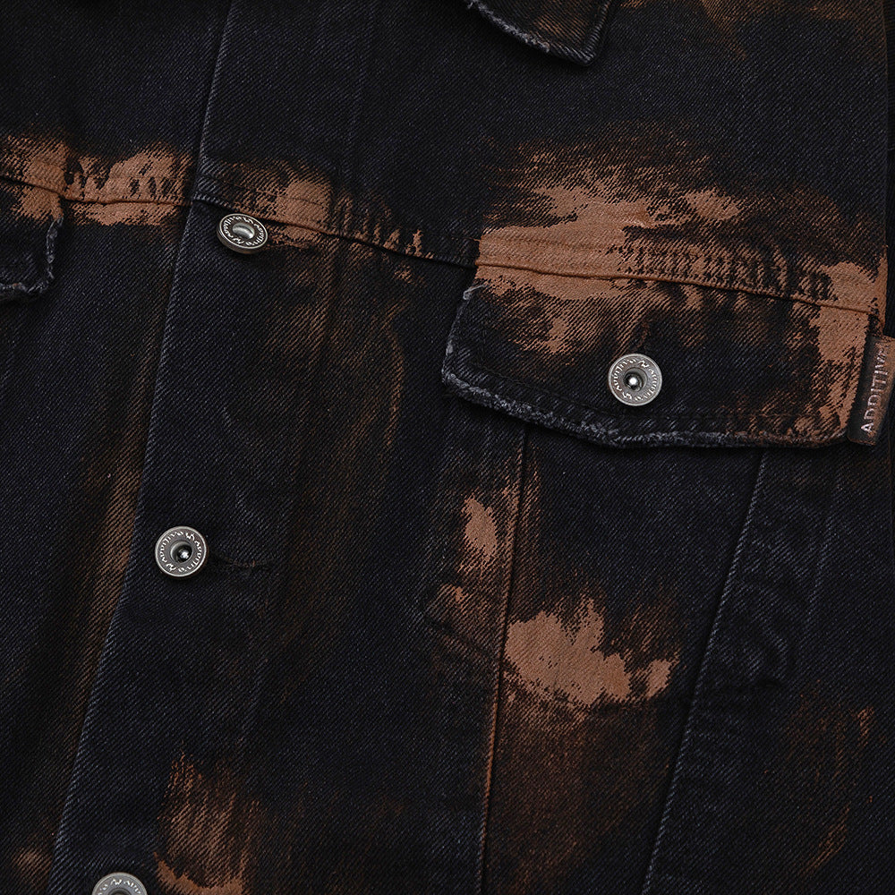 NO.1122 Distressed Button-Up Denim Jacket