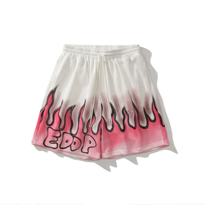 NO.6652 Flame Print Denim Shorts