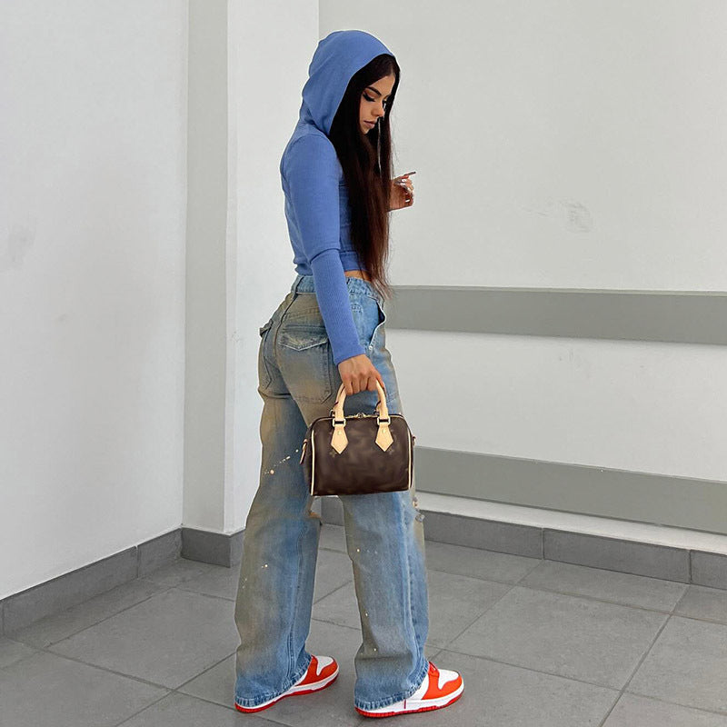 NO.3265 Distressed Straight Leg Jeans