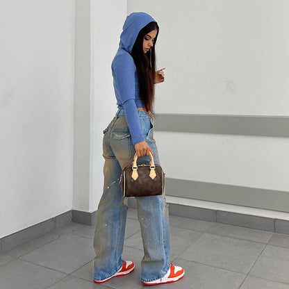 NO.3265 Distressed Straight Leg Jeans