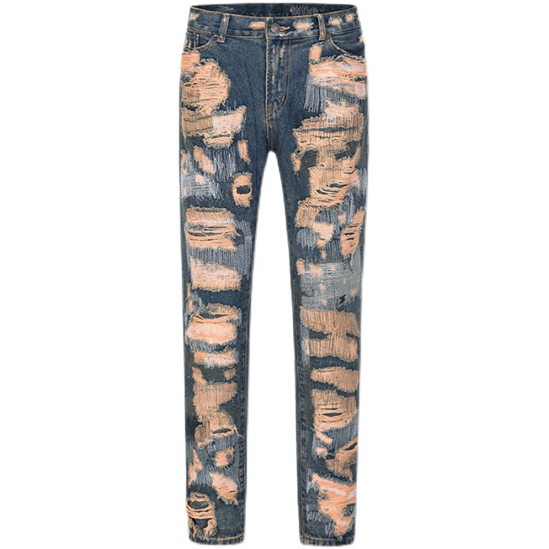 NO.6623 Retro Washed Straight Hole pants