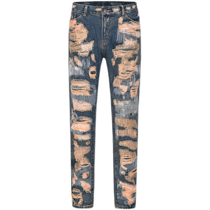 NO.6623 Retro Washed Straight Hole pants
