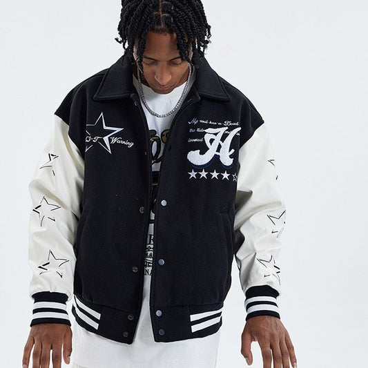 NO.6132 Star Detail Varsity Jacket