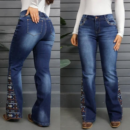 NO.4553 Embellished Hem Flare Jeans