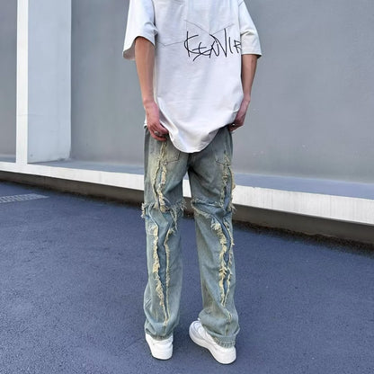 NO.6613 Olive Embroidered Cargo Pants