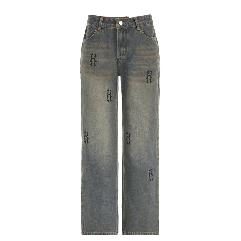NO.3498 Distressed Wide-Leg Street Pants