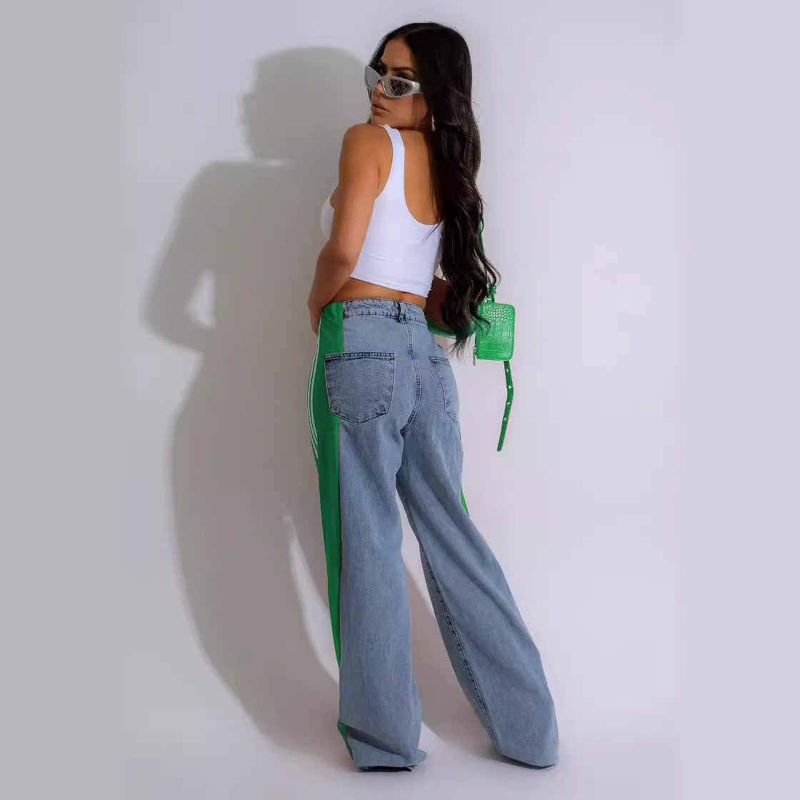 NO.6451 Colorblock Wide Leg Jeans
