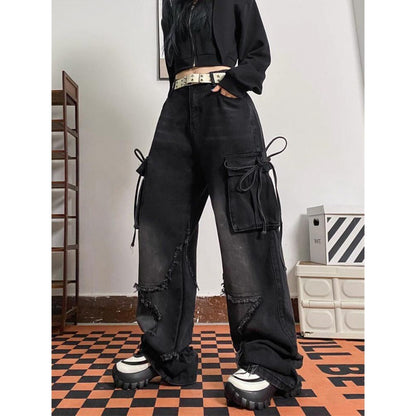 NO.6595 Vintage Wash Cargo Flare Jeans