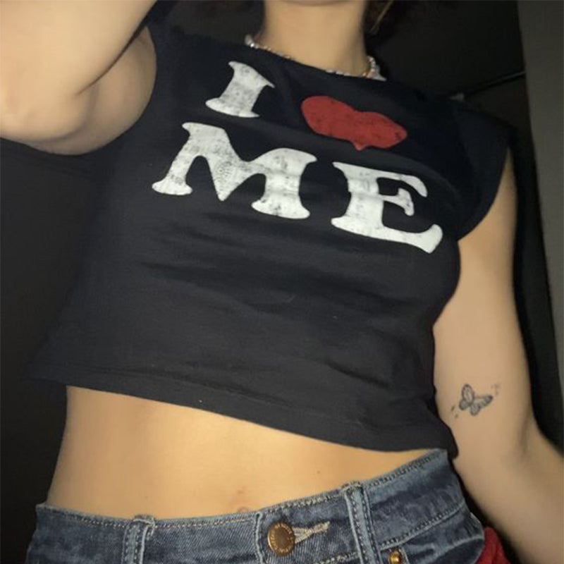 NO.5642 I Love me crop top