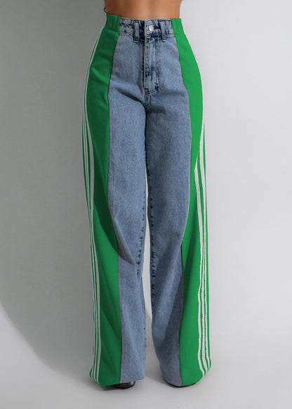 NO.6451 Colorblock Wide Leg Jeans