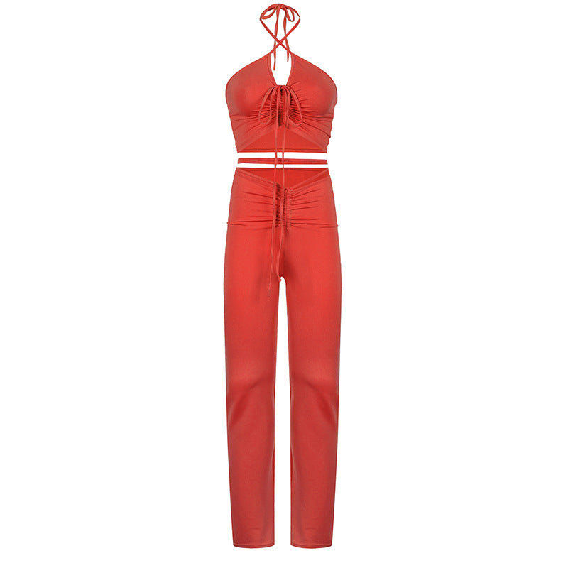 NO.3213 Cut-Out Halter Two-Piece Set