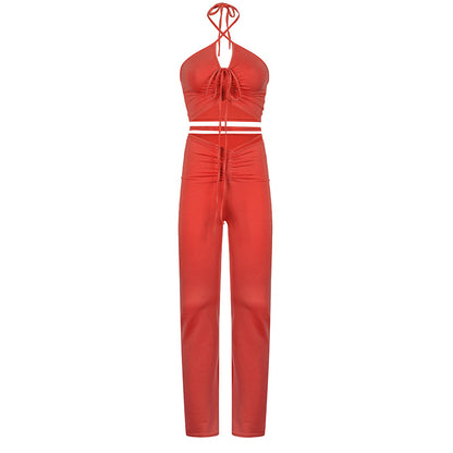 NO.3213 Cut-Out Halter Two-Piece Set