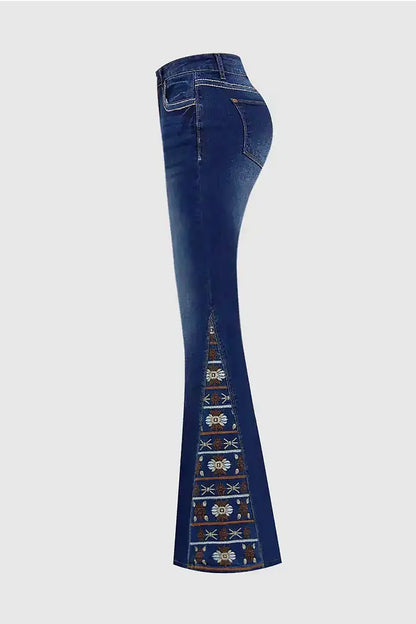 NO.4553 Embellished Hem Flare Jeans