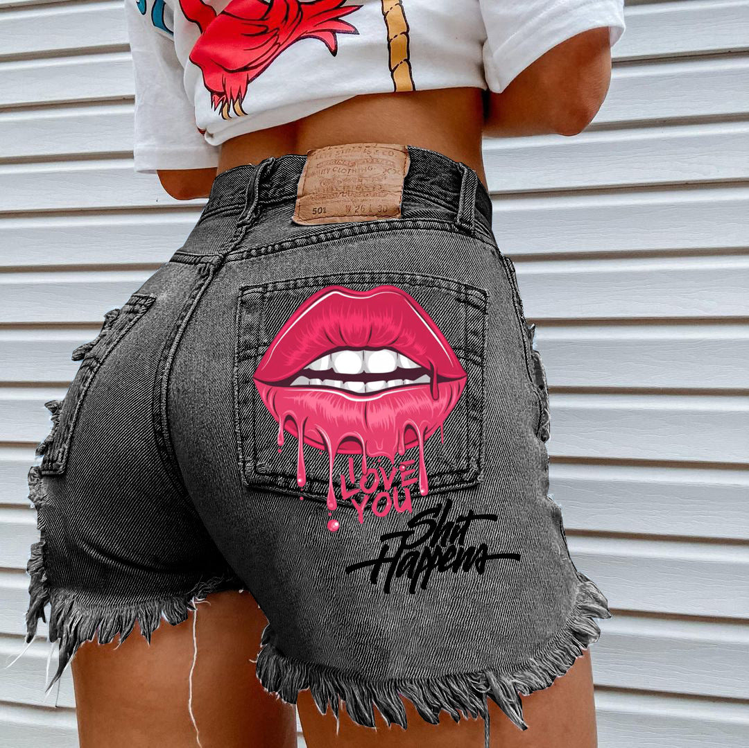 NO.9955 Ripped High Waisted Shorts