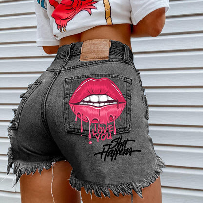 NO.9955 Ripped High Waisted Shorts