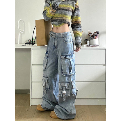 NO.6985 Wide Leg Cargo Denim Pants